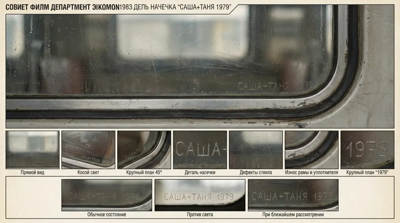 车窗刻字 САША+ТАНЯ 1979